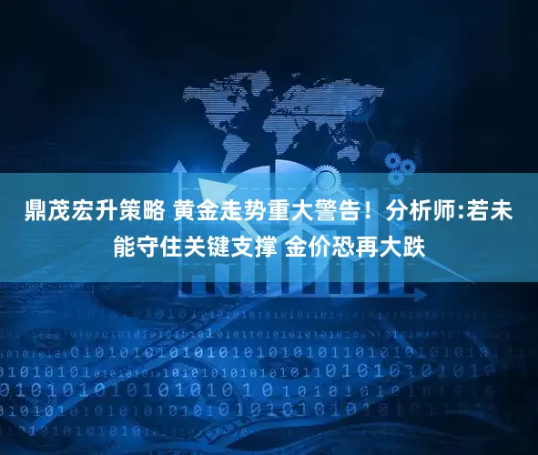 鼎茂宏升策略 黄金走势重大警告！分析师:若未能守住关键支撑 金价恐再大跌