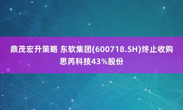 鼎茂宏升策略 东软集团(600718.SH)终止收购思芮科技43%股份